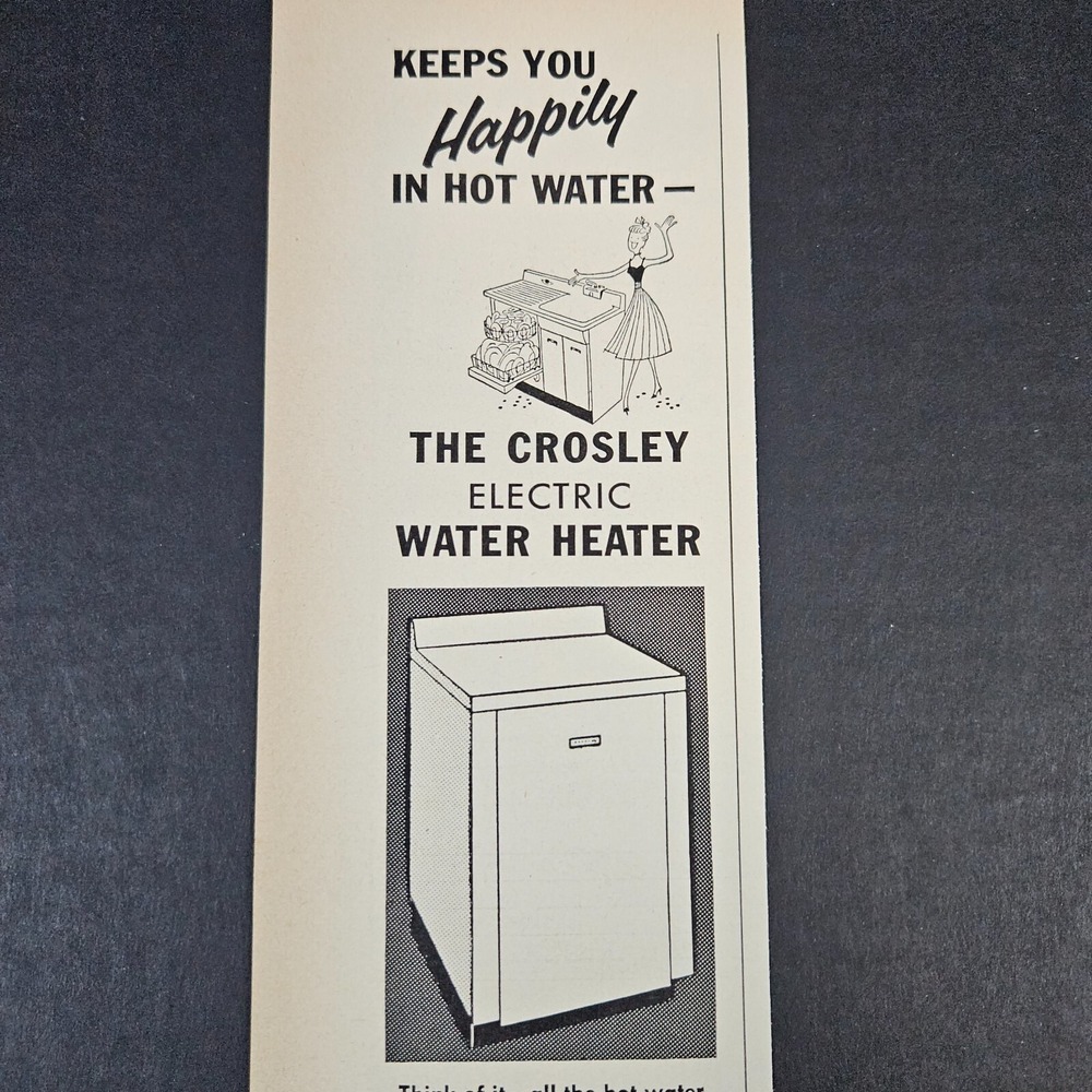 1953 Crosley Electric Water Heater Avco Division Vintage Print‎ Ad Cincinnati OH